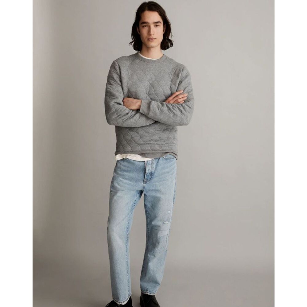 Madewell Quilted Sweatshirt Mens XS Pullover Long Sleeve Casual Indie Boho Gray